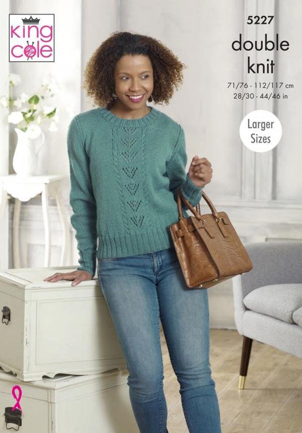 King Cole Majestic DK Knitting Pattern 5227, Sweaters, Slipovers for Women, 28 - 46 Inches