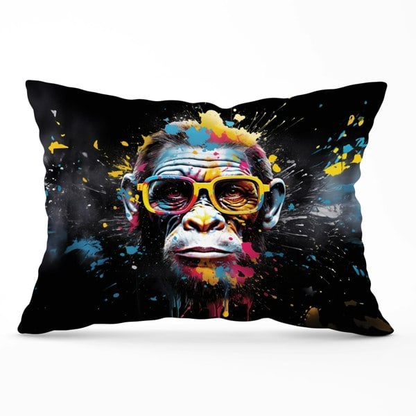 Warren Reed Coloured Splashart Monkey Face Cushions