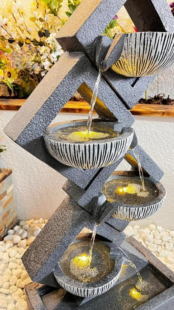 Tranquillity Water Features Diamond Pouring Bowls Contemporary Water Feature