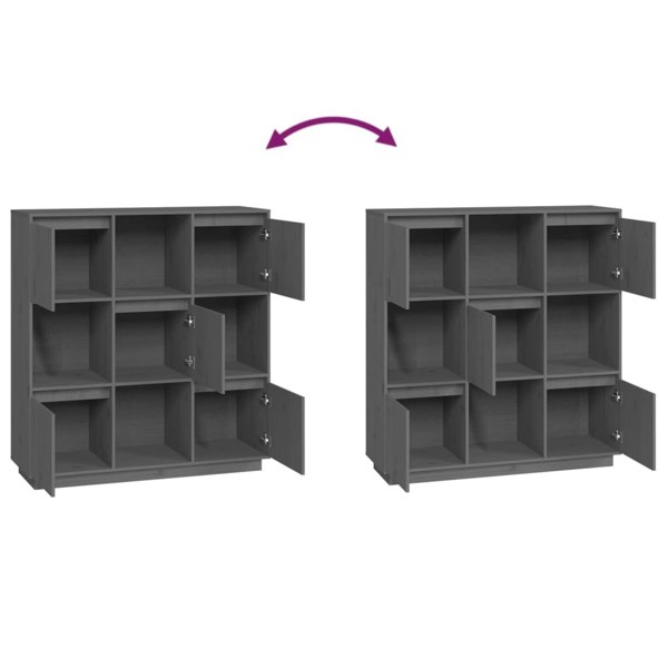Berkfield Highboard Grey 110.5x35x117 cm Solid Wood Pine