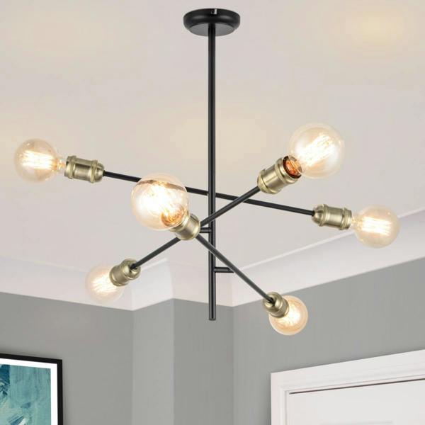 COSYLYTE Charlton 6 Light Adjustable Arm Ceiling Light - Matt Black