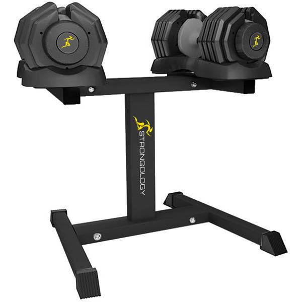 Strongology Homeology Strongology Urban25 Grey Adjustable Dumbbell Pair with Free Durable Steel Adjustable Urban25 Dumbbell Floor Stand
