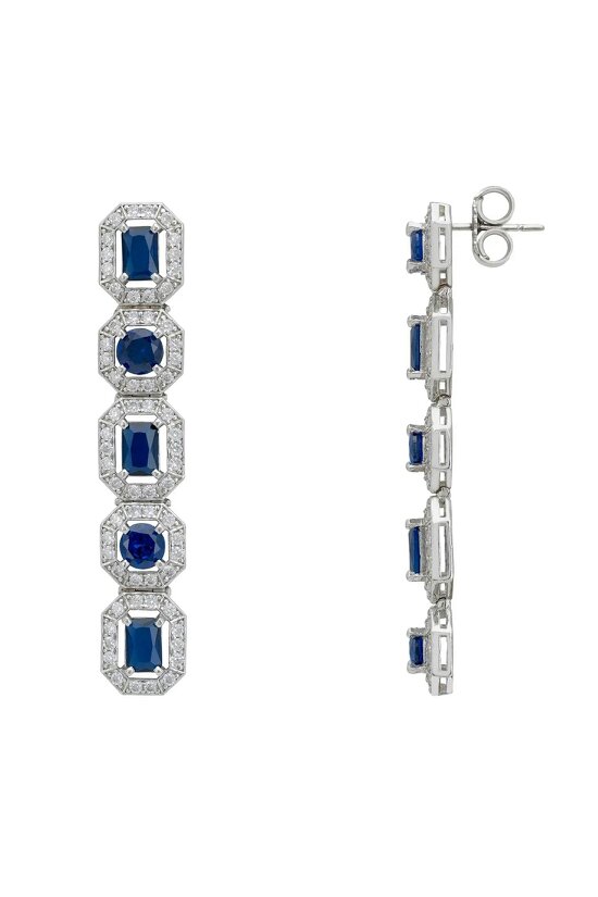 Latelita Whistledown Sapphire Gemstone Earrings Silver