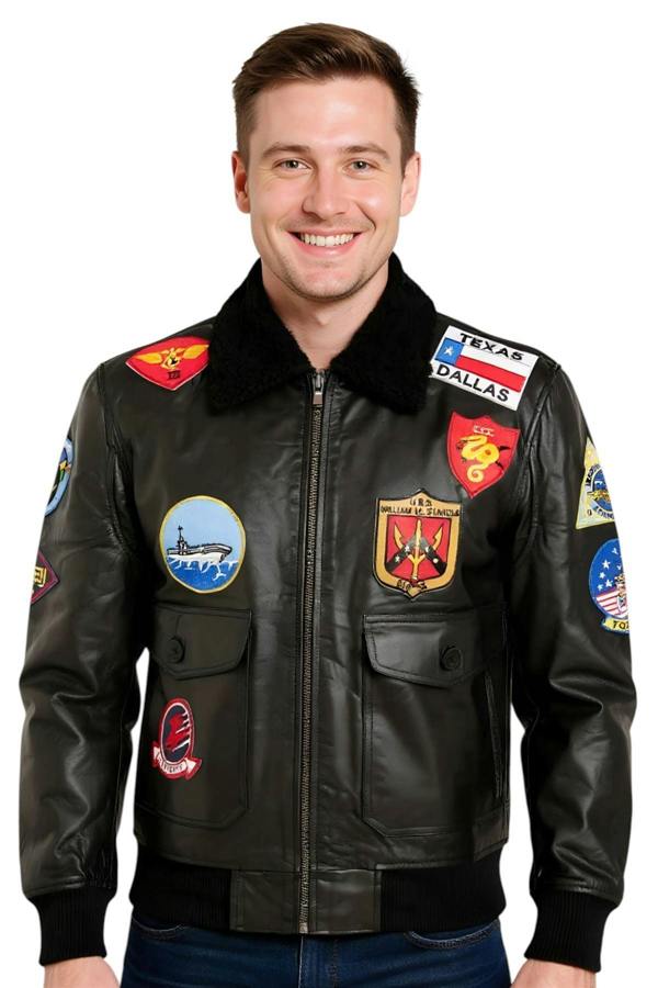Infinity Leather Mens Top Gun A2 Leather Bomber Jacket-San Diego