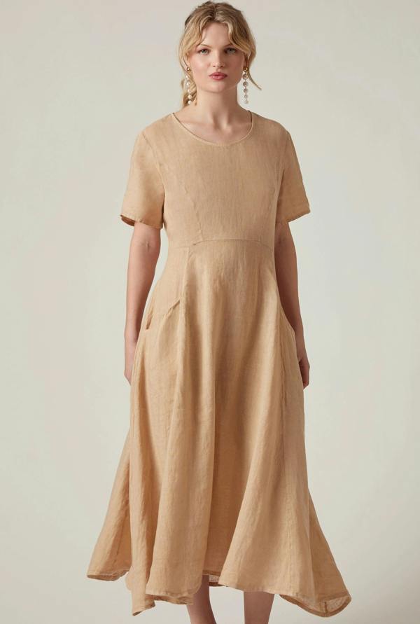 James Lakeland Sand Linen Midi Dress