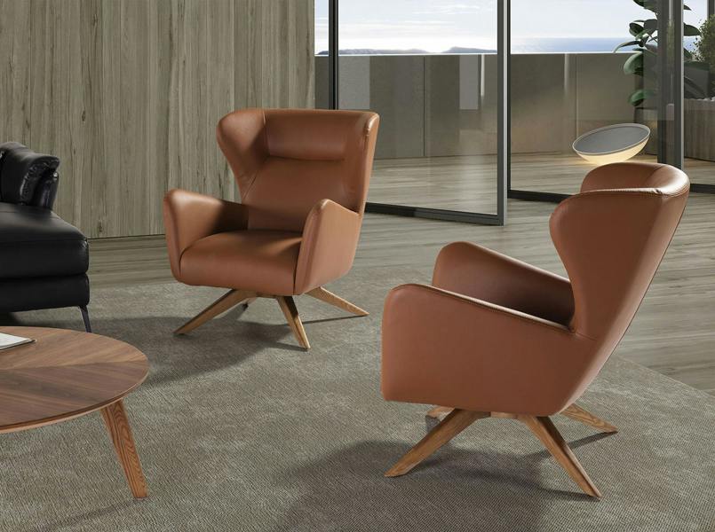Angel Cerdá Brown Leatherette Swivel Armchair 5038