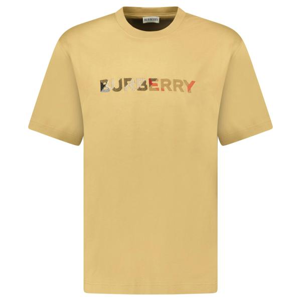 Burberry Check Logo Embroidered T-Shirt Beige - chancefashionco