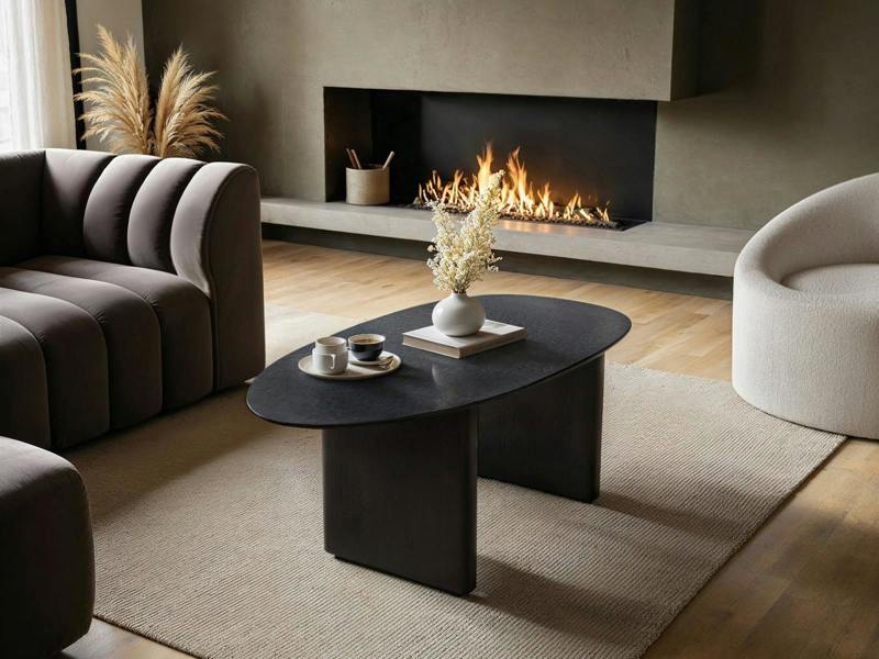 Emil Glass Oval Coffee Table Black