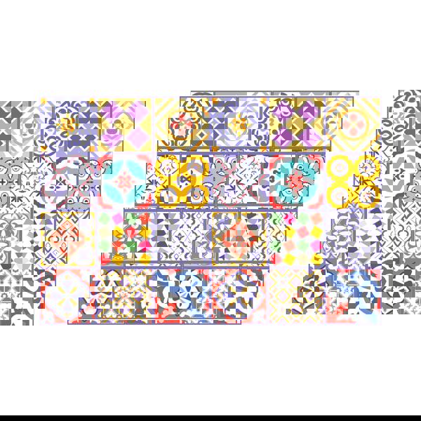 WT1529 - Colourful Moroccan Tiles Wall Stickers - 15 cm x 15 cm - 24 pcs.