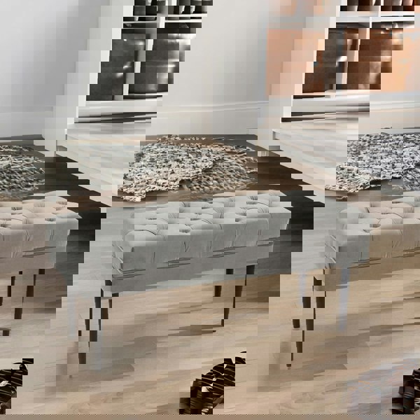 Rafaelo Mobilia Tufted Velvet Bed End Window Accent Seat Grey