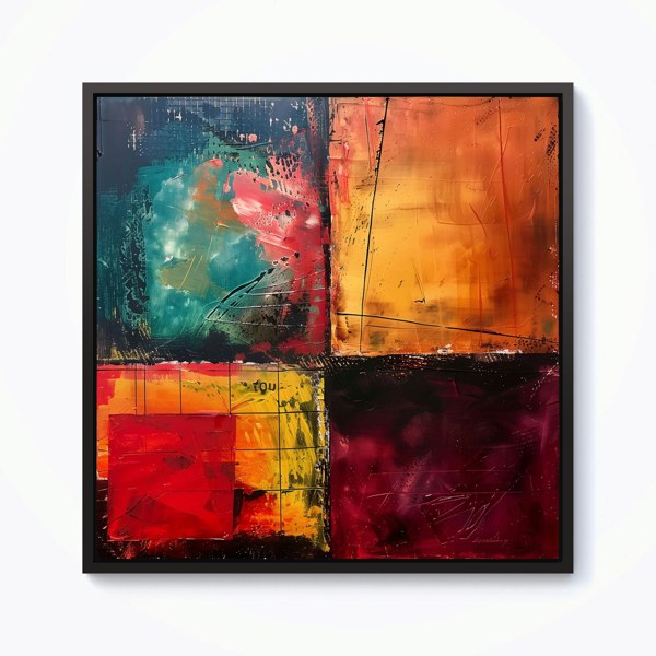 Warren Reed Quadrant Fusion: Colours In Conflict Framed Canvas