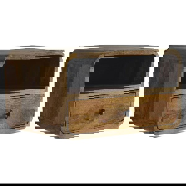 Artisan Furniture Large Oak-ish Curve Upper Slot Floating Bedside