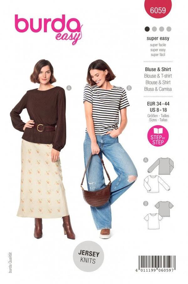 Burda Sewing Pattern 6059 Tops For Women, 8-18 (34-44) - Easy