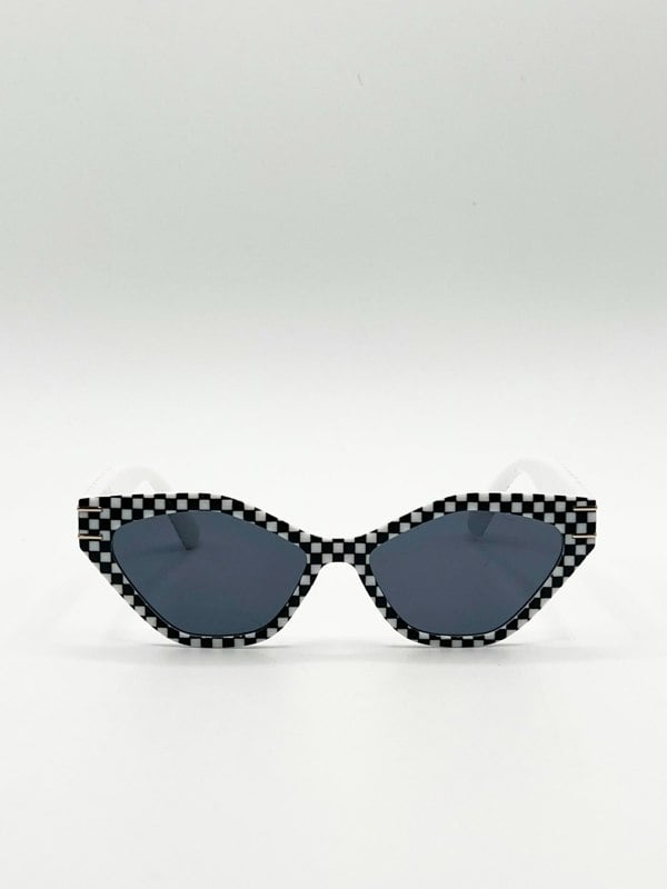 SVNX Angular Sunglasses in Black and White Check