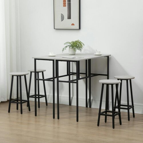 Wyld Haus Lura Rika Metal Grey 6 Piece Bar Dining Set With 4 Stools