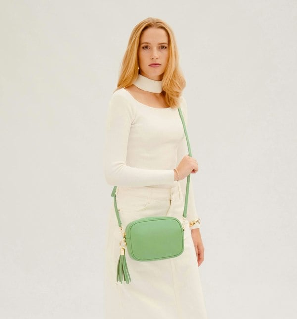 Apatchy London The Tassel Leather Crossbody Bag - Bottega Green