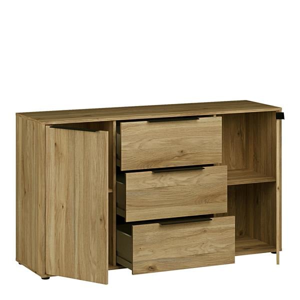 Furniture To Go Orkney 3 Drawer Sidebaord with 2 Doors in Mauvella Oak