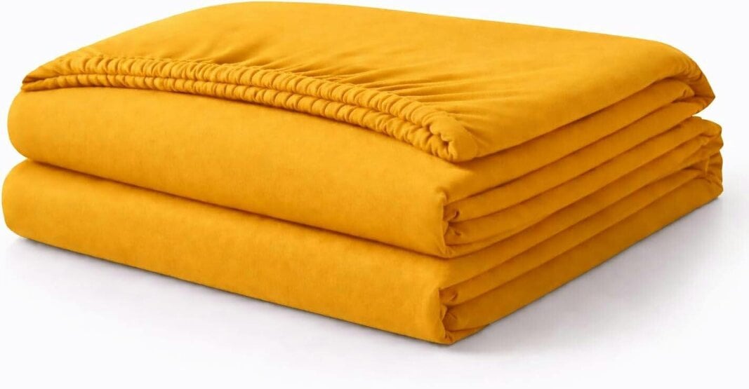 Night Zone Polycotton Fitted Sheet 25cm Deep – Soft Easy Care Elasticated Bedding - Mustard