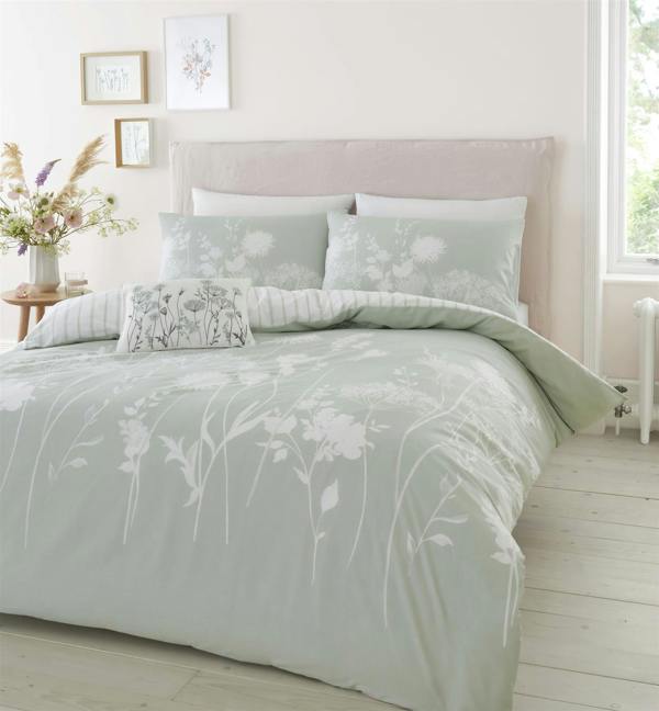 Meadowsweet Floral Green Duvet Cover Set