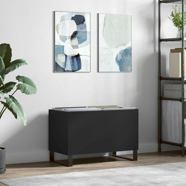 Berkfield Record Cabinet Black 74.5x38x48 cm Engineered Wood