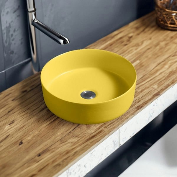 Limoge 7844 Ceramic Vert Round Countertop Basin in Yellow