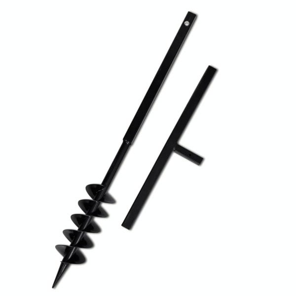 Berkfield Ground Drill with Handle Auger Bit 100 mm Double Spirals Steel Black