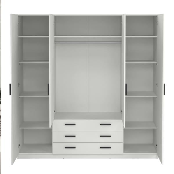 Furniture To Go Sprint Wardrobe with 4 Doors + 3 Drawers in White