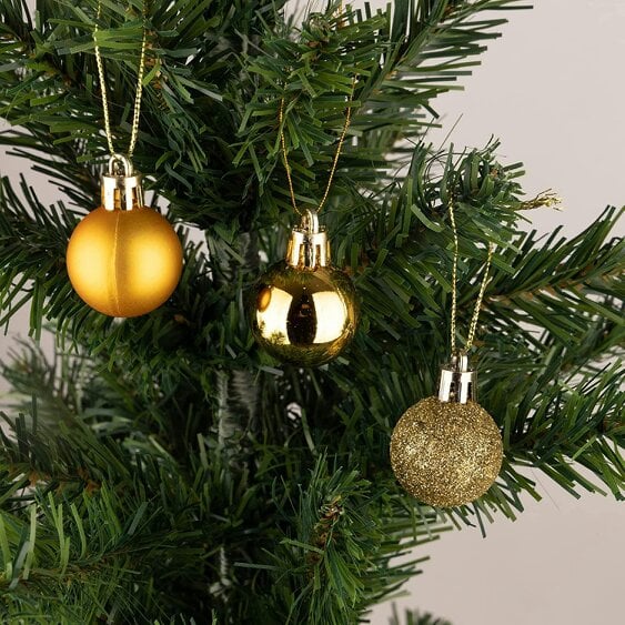 Shatchi Deep Gold Shatterproof Christmas Bauble Set in 12 or 24 Pack Sizes for Tree and Home Decorations