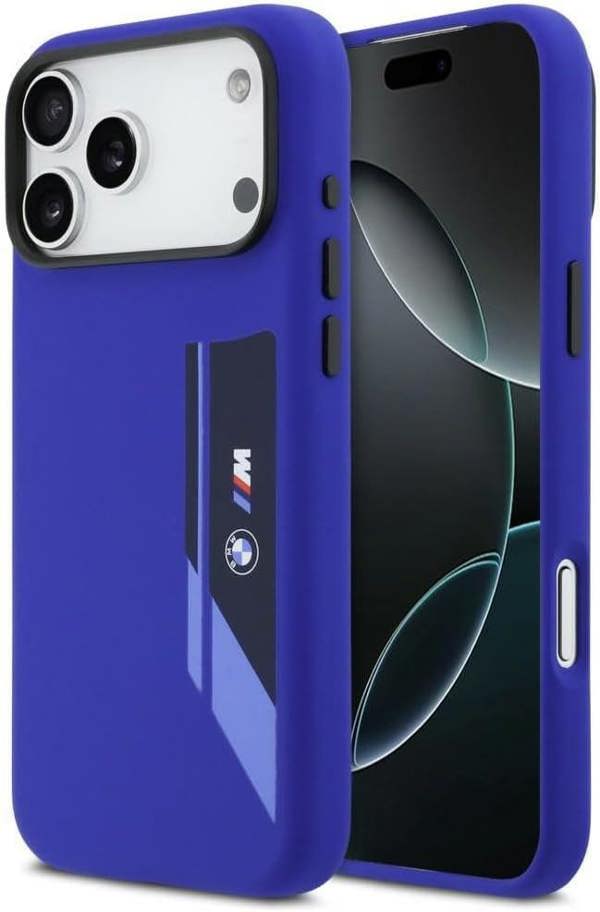 BMW M Series Silicone Vertical Logo Case with MagSafe for iPhone 17 Pro Max 6.9" Blue - BMHMP17X25SDBSV