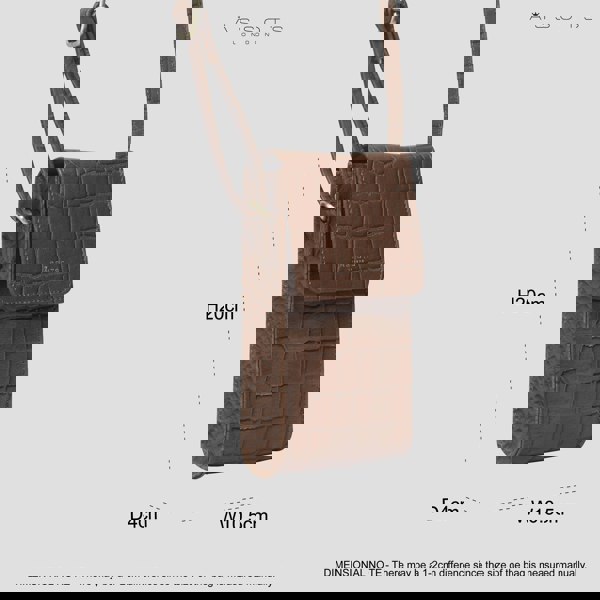 Assots London 'TRACY' Tan Croc Real Leather Crossbody Phone Bag