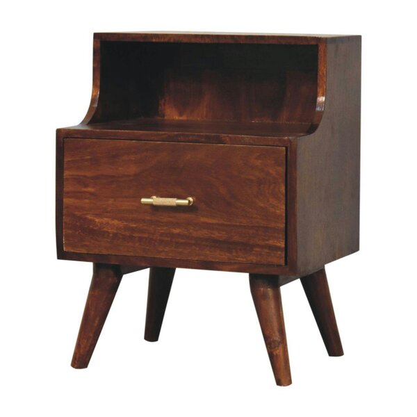 Wyld Haus Cortona Antique Mango Wood Raised Back Bedside Table