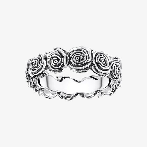 THOMAS SABO Midnight Rose Silver Roses Ring TR2488-637-21