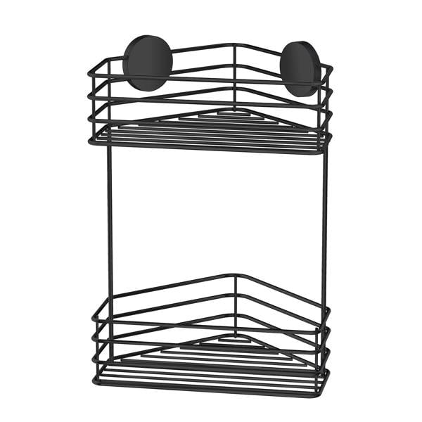 Black double corner shower basket