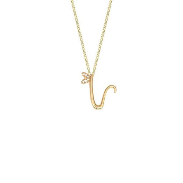 Say It With Winged Diamond Initial Necklace - Yellow Gold