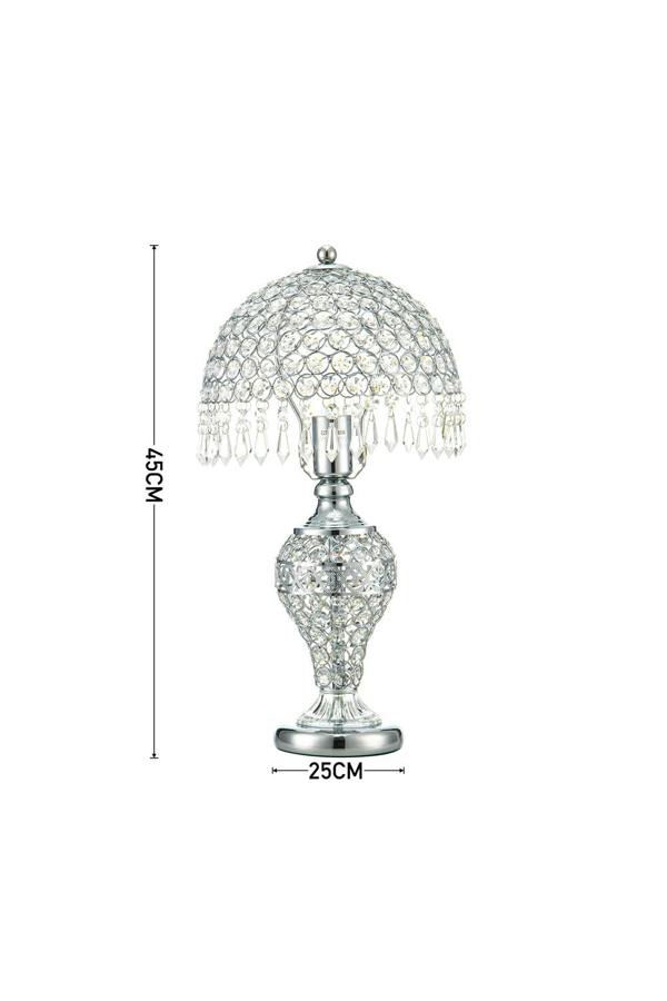 Living and Home Umbrella Crystal Table Lamp Polished for Bedroom