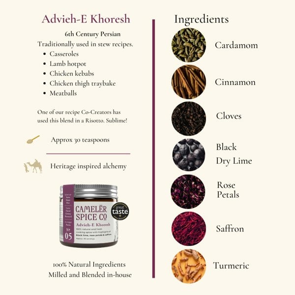 Camelēr Spice Co. Advieh-E Khoresh - Saffron Infused Persian All-Purpose Spice Blend