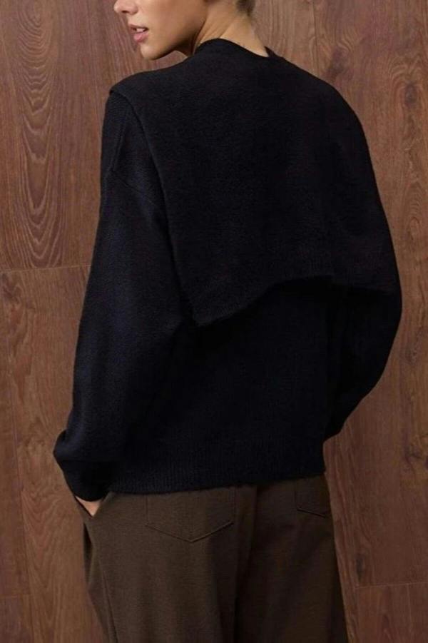 WOVCOR Soft Textured Knit Sweater with Shawl Detail