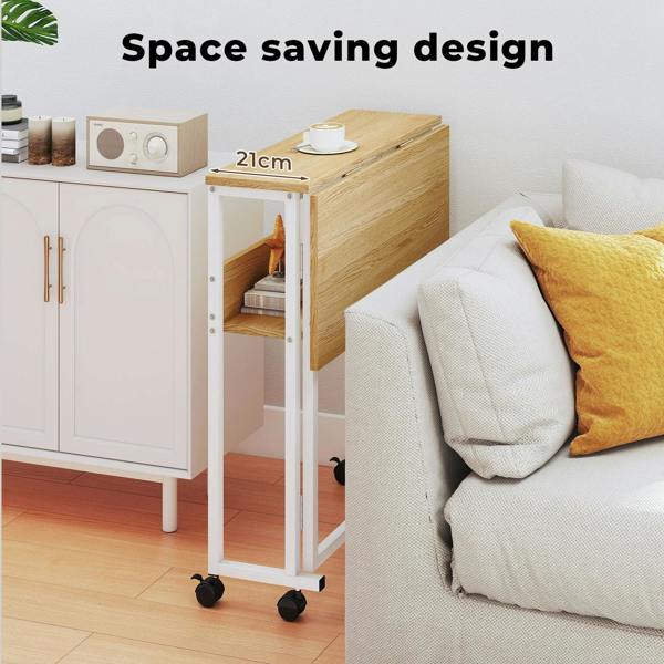 Levede Folding Computer Desk Extandable Table with Storage Shelf Wheeled Compact
