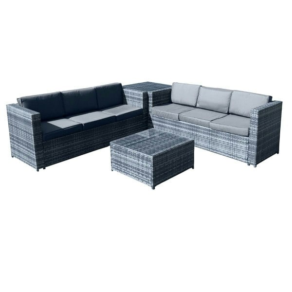 Oseasons Malta Rattan 6 Seat Lounge Set in Ocean Grey