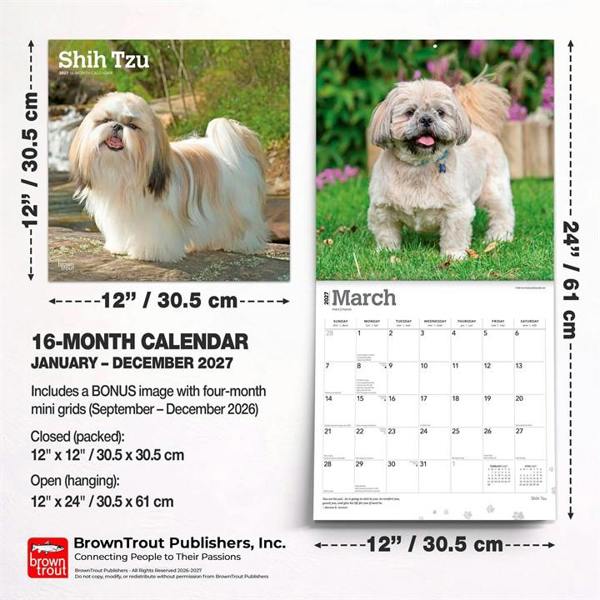 Shih Tzus Calendar 2027, Wall Calendars, Month To View, Dogs, Gift