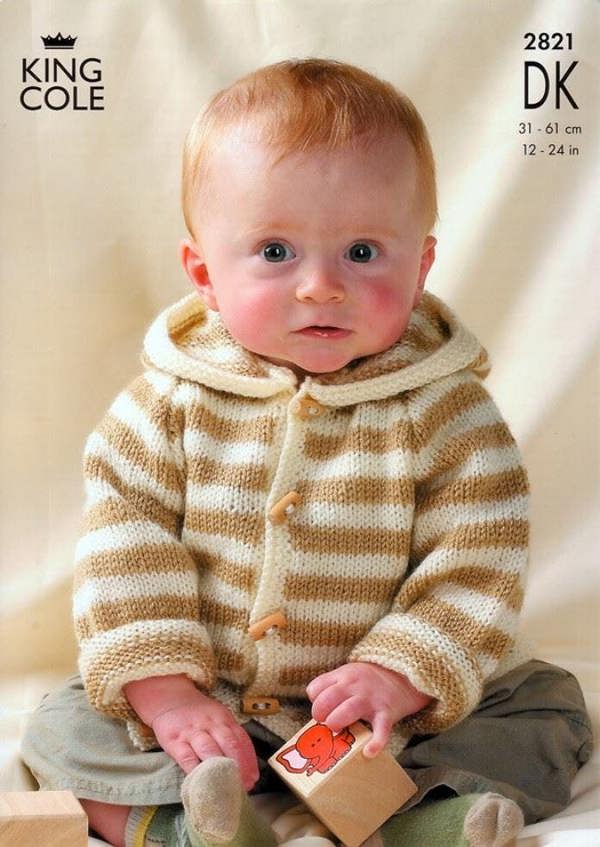 King Cole Baby Knitting Pattern 2821, Jackets, Sweaters for Baby, Premature - 3 Years - Easy