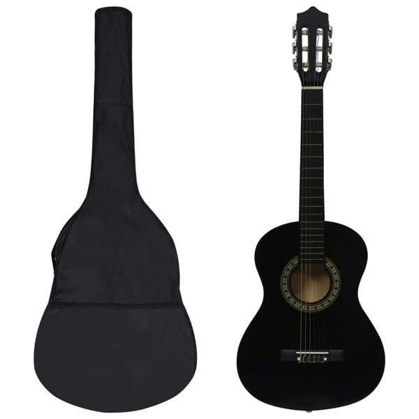 Berkfield 8 Piece Classical Guitar Beginner Set Black 1/2 34"