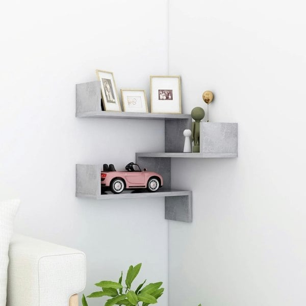 Berkfield Wall Corner Shelf Concrete Grey 40x40x50 cm Engineered Wood