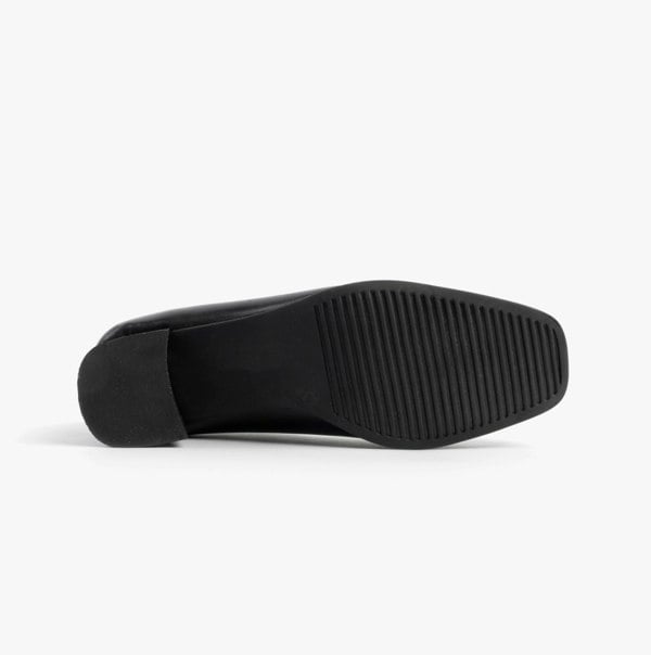 Mod Comfys TARA Womens Low Block Heel Court Shoes Black