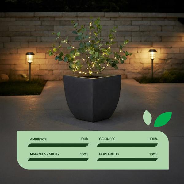 Gardenwize Solar Eucalyptus Tree Stake Light – Warm White LED Garden Light
