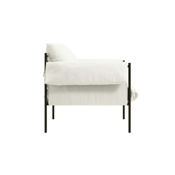 Wyld Haus Wardour Minimalist White Houseweave  Armchair Black Metal Legs