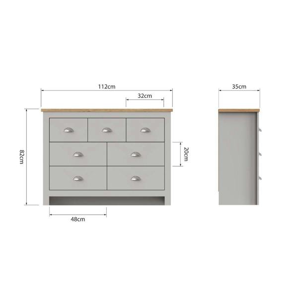 Timber Art Design Lisbon 7 Drawer Bedroom Chest of Drawers Storage Cabinet
