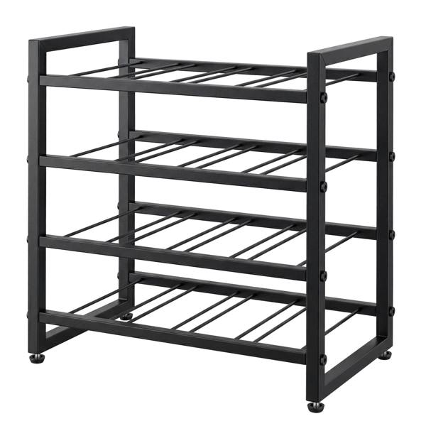 Levede 16 Bottle Wine Rack Countertop Wine Storage Organiser 4 Tier Metal Black