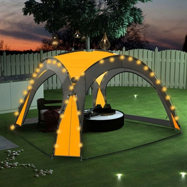 Berkfield Party Tent with LED and 4 Sidewalls 3.6x3.6x2.3 m Yellow