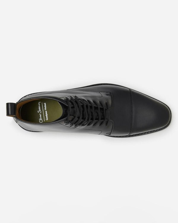 Oliver Sweeney Inglesham Mens Antiqued Calf Leather Boots - Black
